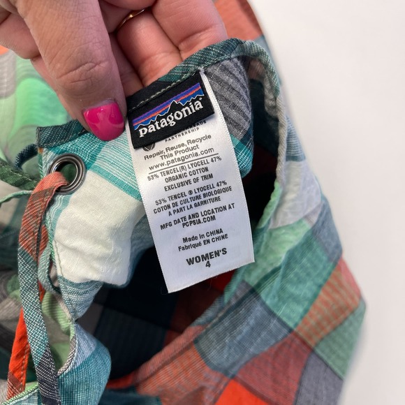 Patagonia (4) Dappled Light Shift Mini Dress Green Orange Lyocell Cotton Womens - Picture 6 of 9